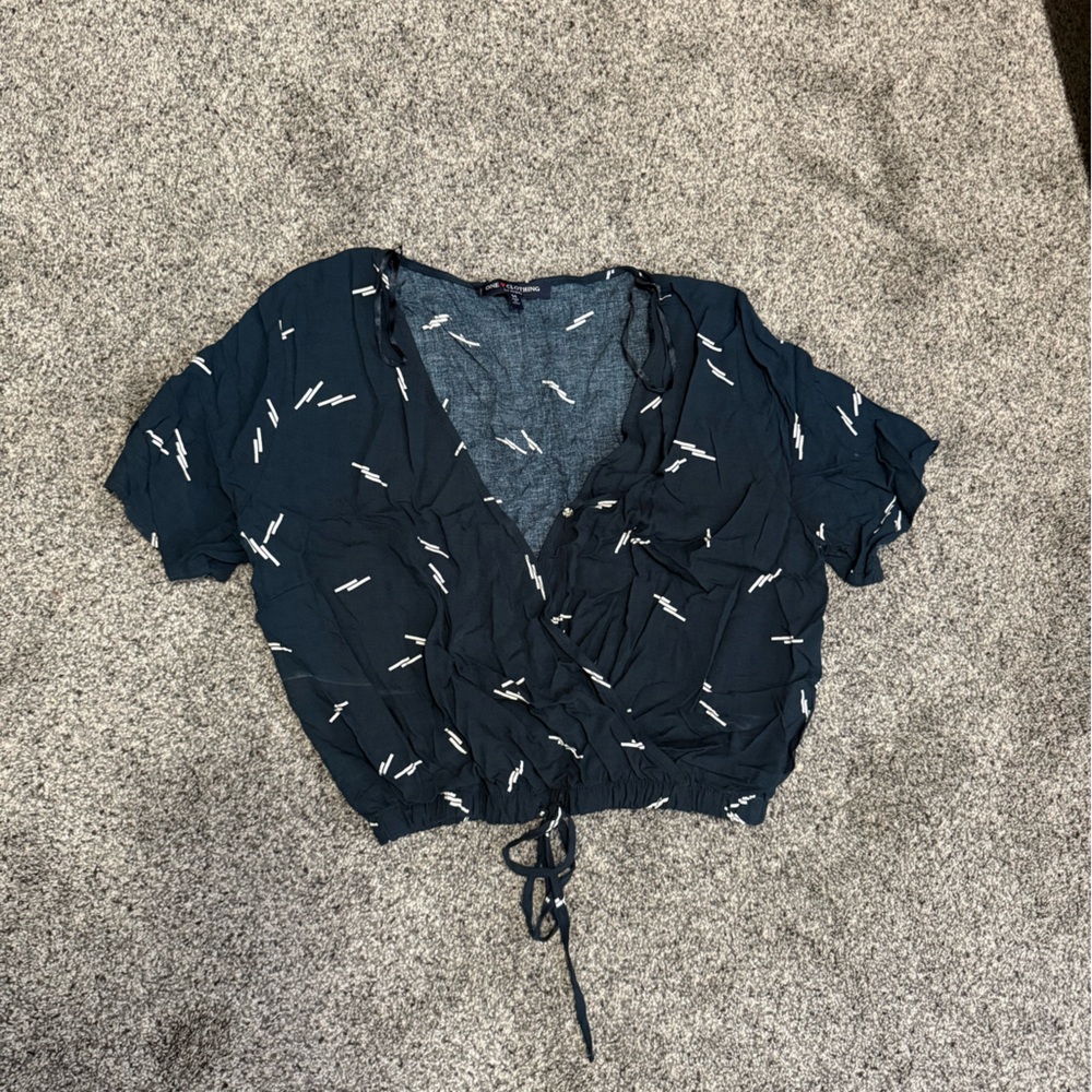 Navy blue wrap crop top